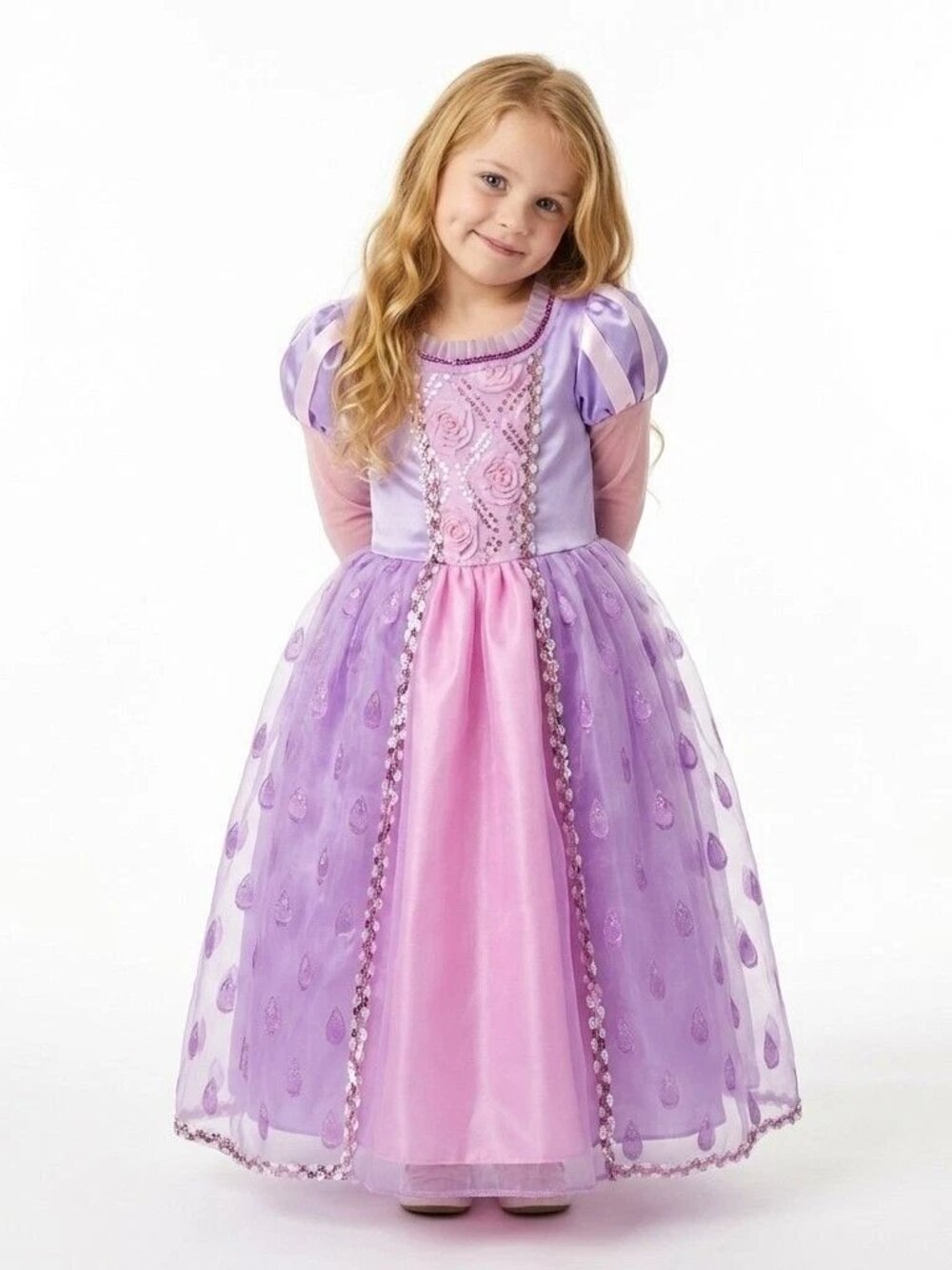 Girls Rapunzel Inspired Princess Dress Purple Pink Long Sleeve (Size 5)